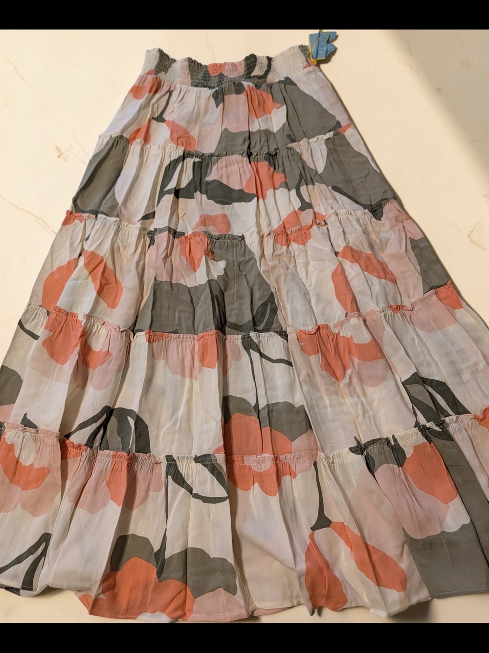 CeCe Coral and Gray Floral Maxi Skirt - Medium - NWT - Picture 2 of 8